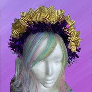 Locally made, Mardi Gras Headband Gold Accents